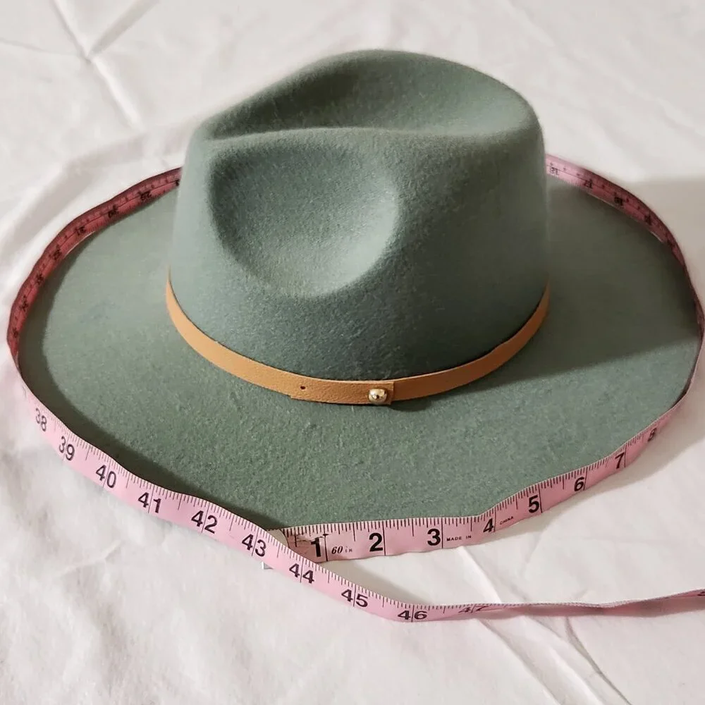 Fedora Hat Sage Green Soft Felt Pinched Crown Wide Brim Unisex Travel Walking